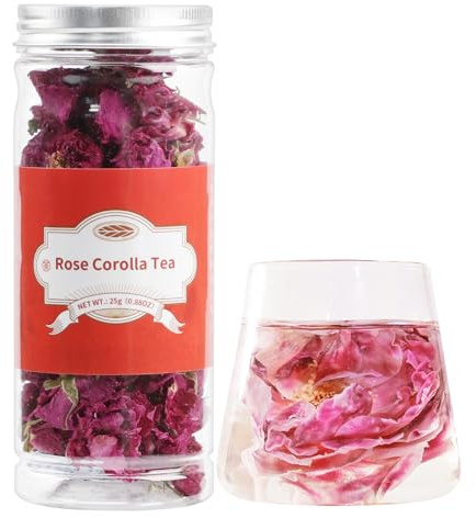 ANTAKUBU Dried Rose Tea ,25g/0.88oz,100% Pure Natural Dried Rose Petals,Edible Rose Crown‌ Tea ,Fragrant Food-grade Dried Flower Herbal Tea for Baking, Beauty, Soap Making,DIY Crafting, Candle Making,Wedding,Potpourri