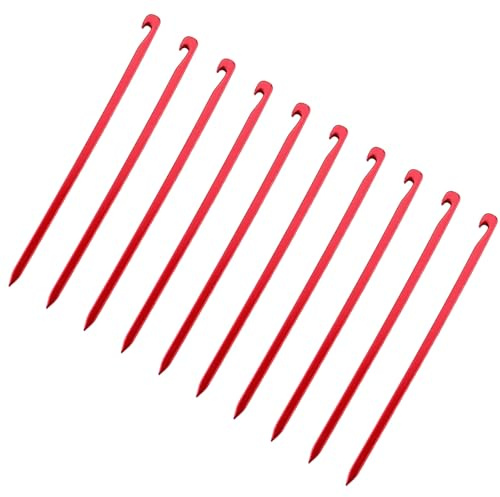 10 estacas largas de aleación de aluminio para tienda de campaña, diseño de cabeza reforzada, textura de metal para camping, tienda de campaña, estacas de roca