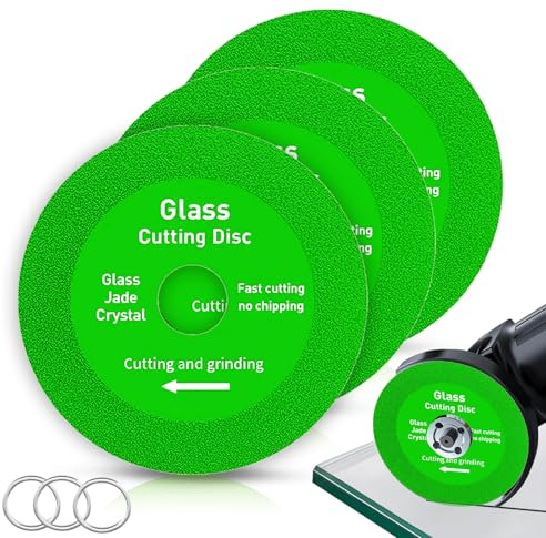 3 Stück Diamanttrennscheiben Ø100mm x 22,23mm, Dünne Glas-Trennscheibe für Winkelschleifer, Nass- & Trockenschnitt für Glas, Fliesen und Keramik