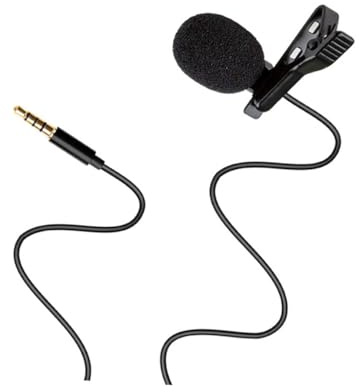 EXAOMBLE Lavalier Lightweight Plastic and Metal Design Omnidirectional Clip-on 3.5mm Mini Microphone for Mobile Phone and Pc for Interviews and Webcast Recording