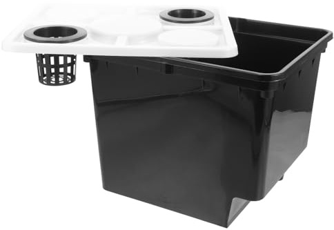 COLLBATH Cubo para Cultivo sin Tierra Negro de 20L 2 Orificios y Cesta Maceta Hidropónica para Invernadero y Jardín Herramienta para Plantar Hortalizas y Frutas Casa