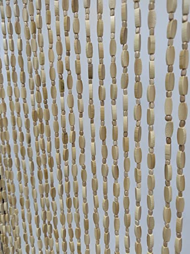 FlavorThings 38 Strands Brown-Black Bamboo Wood Beaded Curtain, 36 W x 79 L Handmade Boho Bohemian Doorway Curtain, Solid Color Room Divider for Home Cafe Office Decor
