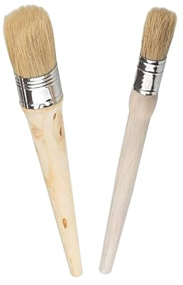 Pinceles de Pintura,2 PCS Brochas Redondas Pintura Brocha Pinturas a Tiza para Muebles,para Pinturas de Tiza y Cera,Pincel con Mango de Madera para Marcos de Ventanas,para Pintar (20 mm y 30 mm)