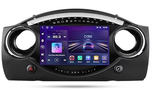 Android 15 Radio Coche Pantalla Táctil 9 Pulgadas para BMW Mini R50 2000-2006 Conectar y Usar Navegación GPS Control del Volante 4G WiFi FM Am RDS Enlace Espejo con Blue HM612 8 Core 4G+WiFi 12+256GB