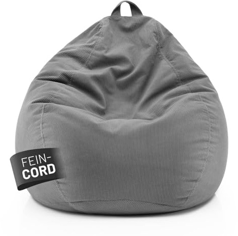 Lumaland Comfort Line sittsäck finsnöre XXL – 315 L | bekväm soffa fåtölj rep – perfekt för puff | EPS-pärlor saccosäck med fyllning | inomhus sittstol – tvättbar | liggsäck för vuxna och tonåringar