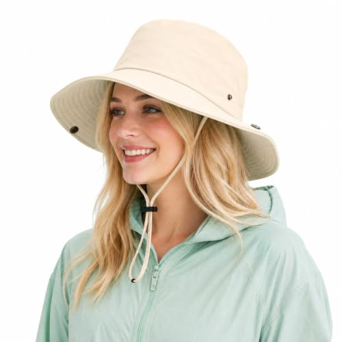 Naler Sonnenhut Damen Herren Fischerhut Faltbar Sommerhut Beige Unisex | Ultraleichter Outdoorhut aus Nylon mit effektivem UV Schutz. Perfekt für Wandern, Strand, Angeln & Gartenarbeit