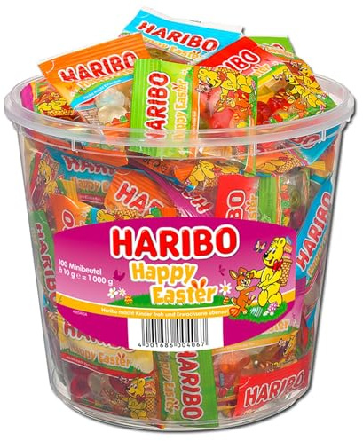 Haribo Happy Easter Minis, 1kg Runddose Mini-Beutel