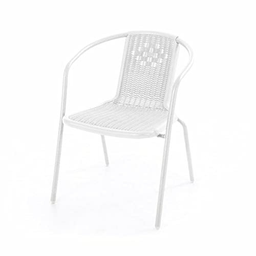 VERDELOOK iOS, Sedia Bianca con Braccioli per l'Arredo del Giardino, 53.5x60.5x74 cm, Sedia da Esterno