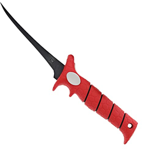 BUBBA 6 Inch Ultra Flex Tapered Fillet Knife with Non-Slip Grip Handle, 8Cr13MoV Stainless Steel Blade, Lanyard Hole and Synthetic Sheath for Fishing