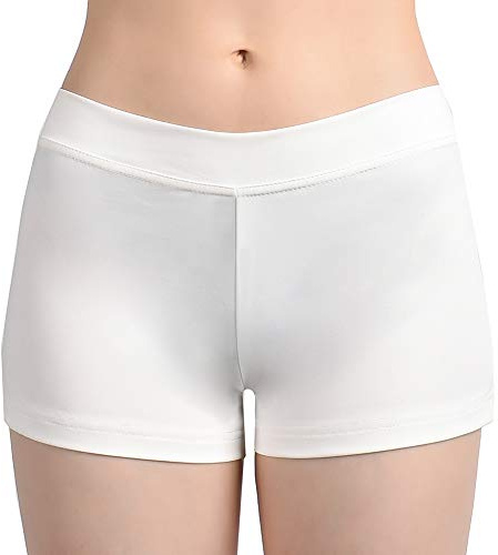 SUPRNOWA Low Rise Boy Cut Shorts for Women Athletic Spandex Gym Workout Booty Volleyball Yoga Dance Shorts (White, Medium)