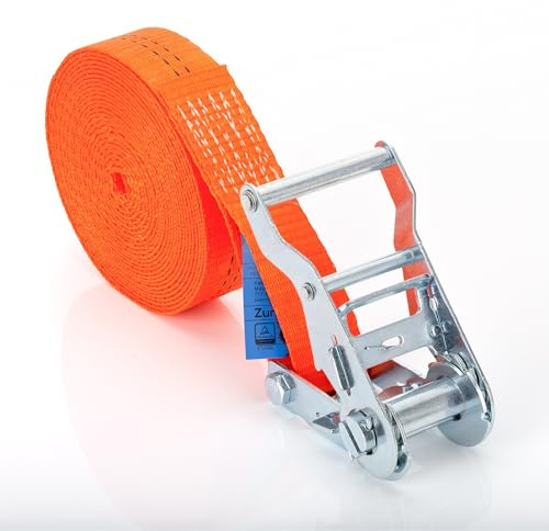 4 Stück 2000kg 6m Spanngurte mit Ratsche 1 teilig einteilig Ratschengurt Zurrgurte 35mm orange 2t 2000 daN