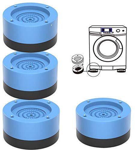 Almohadillas para Pies de Lavadora, 4PCS Amortiguador de Vibraciones para Lavadoras, Almohadillas Antivibración Lavadora, Universal Arandelas Antivibraciones para Lavadora y Secadora (Azul, 3.5cm)