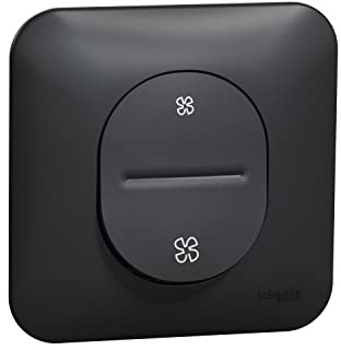 Schneider Electric - Ovalis - Bouton poussoir VMC - 2 vitesses Avec plaque de finition -Anthracite - S460236