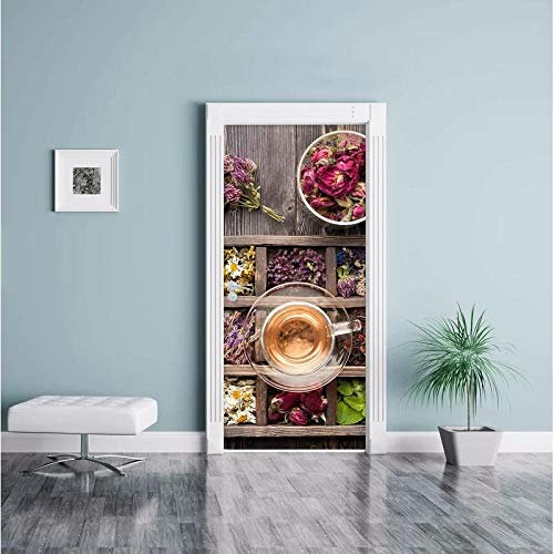 YQLKD Türfolie Poster DIY Rose Tea Renovierung Wandbild wasserdichte Tapete Dekor Aufkleber Selbstklebend