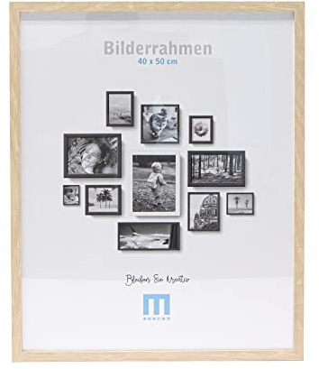 M MERCEO Bilderrahmen 40x50cm (1Stk) Natur – Holz MDF Fotorahmen einzeln oder Set – Posterrahmen mit Acrylglas – für Fotos & Poster, ideal zur Wandmontage, Hoch- & Querformat