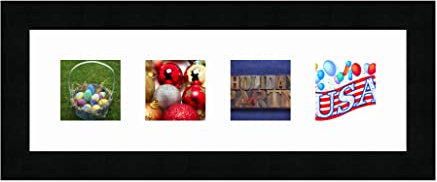 Cadres photos pêle mêle multivues Super Blanc 4 photo(s) 8x8 Passe Partout, Cadre photo mural 40x13 cm Noir, 3 cm de largeur