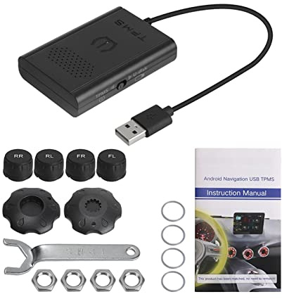MURRAYLE USB Androide Tpms For La Radio Del Coche Dvd Gps Sistema De Monitoreo De Presión De Neumáticos Del Jugador De Navegación Con 4 Sensores Externos Internos (Color : External)