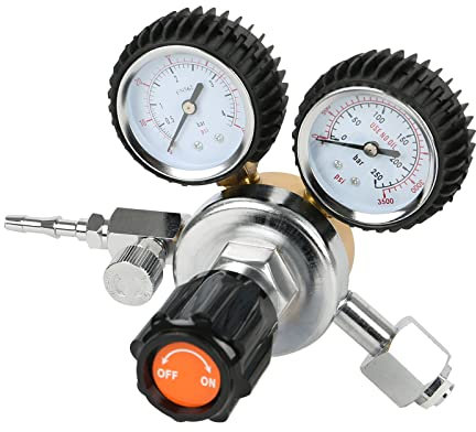 Druckminderer Druckregler CO2, Druckminderer Dual Manometer W21.8 R134A A/C Doppelmanometer-Regler Für Bierbrauen, Bierzapfanlage