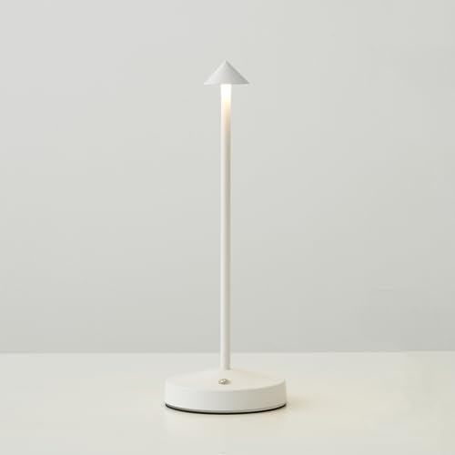 maglaw Cordless Table Lamps Rechargeable,White Battery Operated Table lamp in Aluminum,Portable LED Touch 2 Levels Brightness Dimmable Bar Lamp,Battery Operated Desk Lamp for Indoor/Outdoor