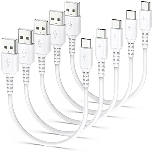 USB C Kabel Kurz[5Stück 30CM/0,3M], Schnellladekabel Ladekabel USB C-Weiß | 3A USB A auf USB C Datenkabel für Samsung Galaxy S20 S10 S9 S8, A50 A51 A70 A71, Note 10 9 8, Xperia, Google, Android Auto