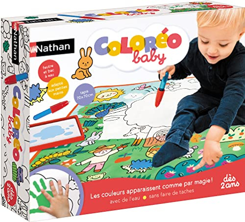 Nathan – Coloréo Baby – Jeu éducatif – Tapis de coloriage à Eau pour Enfant – Colorier avec de l'eau, Tapis et Feutre adaptés