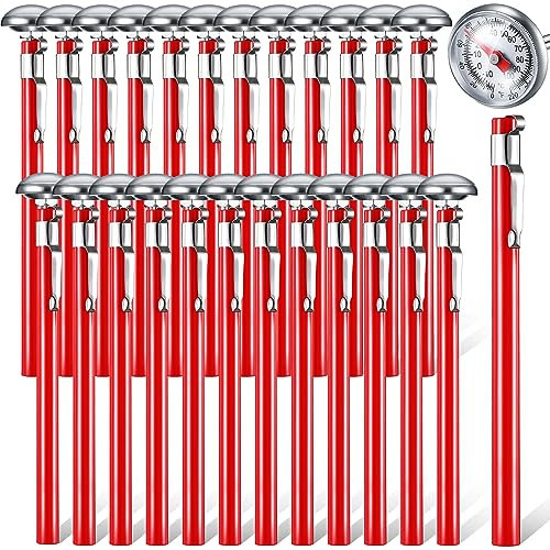 Xuhal Küchenthermometer aus Edelstahl mit 12,7 cm langem Stiel, 2,5 cm Zifferblatt, Milchaufschäumen, Lebensmittelthermometer für Ofen, Sonde, Fleisch, Schaumstoff, Grill, Kochen, Schokolade, Wasser,