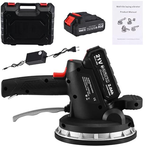 GJCrafts Fliesenleger Maschine 150kg Wandfliesen Maschine 6 Geschwindigkeitsstufen Handgeführter Fliesenrüttler Automatische Nivellierung Vibrationswerkzeug, 1500mAh Lithium Batterie, 18cm Saugnäpfen