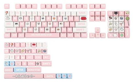 EPOMAKER PurrCap 142 Keys PBT Keycap Set, Dye Sublimation Cute Keycap for Mechanical Gaming Keyboard Compatible with Cherry Gateron Kailh Otemu MX Structure