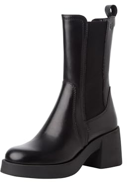 Tamaris Talon bloc en cuir Chelsea pour femme, Noir, 37 EU