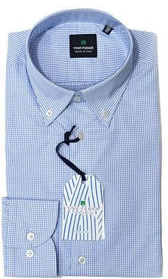 Tina Ferrà Chemise homme à carreaux, chemise homme élégante Regular Fit, chemises à carreaux pour homme à manches longues, col Button Down, 100 % fabriqué en Italie