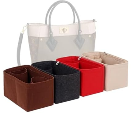 LinerLink Taschen-Organizer für LV Tote on My Side MM (30,5 x 24,5 x 14 cm (L x H x T), handgefertigter Tascheneinsatz, 2 mm Filztascheneinsatz, Damen-Handtaschenformer (Schwarz, Stil B)