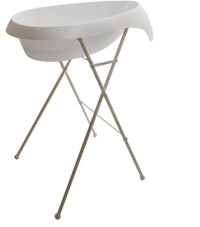TEGGI Baignoire bébé avec thermomètre intégré Blanc + Pied