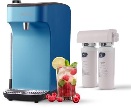 NIVICO Carbonator, Soda Maker, Ice Cold Sparkling Water Maker, Water Cooler, Compatible with Screw-in 60L CO2 Cylinder (Not Included), Carbonator with 1.5L Water Tank, Touch Screen (Azure Blue)