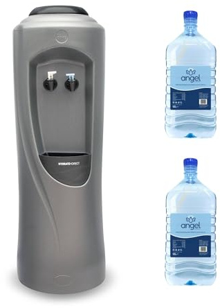 Hydrate Direct Core Water Cooler Package 4 | Water Dispenser Plus 2 x 12L Bottles of Natural Water, Ambient & Cold Temperature, Grey/Silver