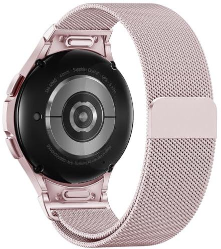 Faliogo One-Click Metallarmband für Samsung Galaxy Watch 7/6/5/4 FE, Magnetband ohne Lücke, 40mm/44mm/45mm/43mm/47mm, Rose Pink