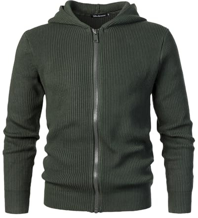 Harbrosrce Cardigan con Cappuccio da Uomo Invernale Lavorato a Maglia con Cerniera Intera Giacca Maglione Felpe Classico Autunno Calda Lunga Pullover Sweater
