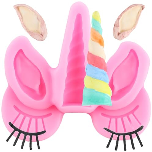 XMOLDNMS Unicorn Theme Fondant Silicone Moulds Unicorn Eye Ears Fondant Mould For Cake Decorating Cupcake Topper Chocolate Gum Paste Candy Polymer Clay