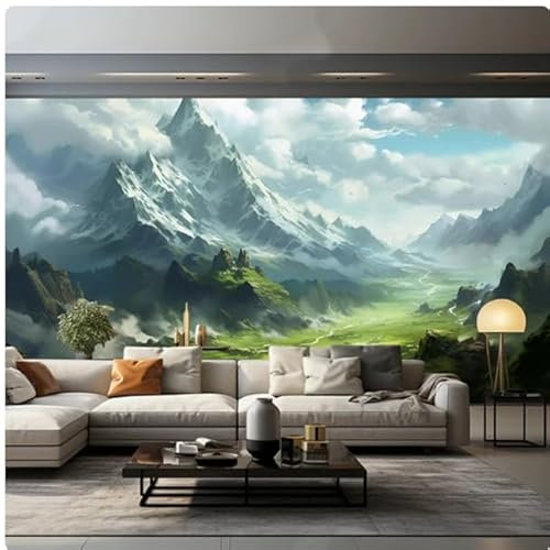 Papier peint 3D paysage nature ciel bleu montagne photo murale 3D Creative Wall Art Decor 150 x 105 cm