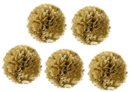 OFFSCH 5stücke Gold Papierblumen Pompons Handgefertigt Leichte Seidenpapier Deko Für Hochzeiten Geburtstage Babypartys Und Festtagsdekorationen