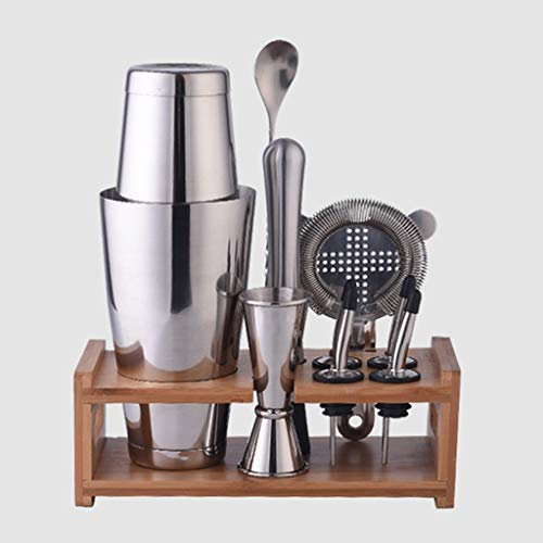 UHJKLA 10 Pezzi 600 800 ml in Acciaio Inox baristi Cocktail Shaker Mixer Cucchiaio Drink Kit Barman Set Strumenti con Quattro versatori