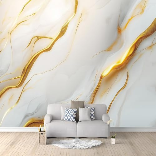 Papier Peint Panoramique Texture De Marbre Blanc 300x210 cm Papier Peint Photo Mural Intissé, Poster Tapisserie Mural Personnalisé 3D Pour Salon Chambre Décoration Murale