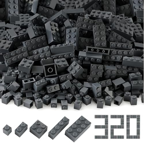 Bausteine Set 320 Stück Gemischt Steine Bulk Pack Kreatives Konstruktion | 1x1, 1x2, 1x4, 2x2, 2x4 Bundle Classic Basic Bricks Spielzeug für Kinder Ab 4 Jahren