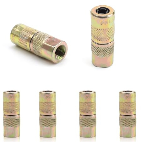 HSUYUN 6 Stück Fettpressenrohr Adapter, Flachdüse Mundstücken Hydraulik, Farbe Verzinkt Fettpresse Mundstück, Verschleißfest und Rostbeständig, für Fettpresse