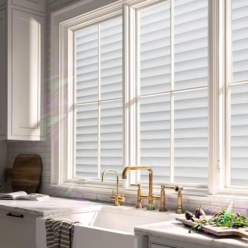 Fensterfolie Selbsthaftend Blickdicht 60 x 920 cm, Privatsphäre, Lichtdurchlässig, Statisch Haftend Nicht Klebend, Isolierfolie, Folie Privatsphäre Tönungsfolie, Lamellen