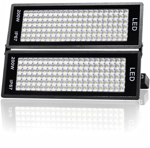 Indmird Foco LED Exterior 400W, 46000LM Focos Led 7000K Blanco Frío foco Proyector LEd Impermeable IP66 Luz led exterior para Garaje Jardín Granja Fábrica Almacén Estadio