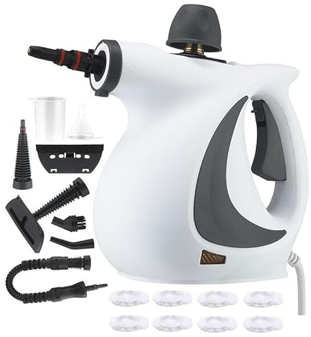 2025 Upgraded Handheld Pressurized Steam Cleaner,Power Washer，with 1 Set Accessories, Multi-Purpose Steamer for Cleaning Car, Furniture, Floor, Upholstery, Grout and Tile (1 set+8 fabrics)