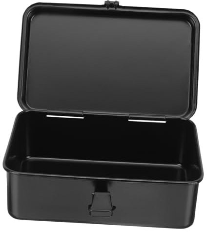 Kleine Werkzeugaufbewahrungsbox aus Eisen Schwarz, Werkzeugkiste Leer | Aufbewahrungsbox aus Eisen, Kleiner Tragbarer Werkzeugkasten für Haushalt und Büro, Reusable