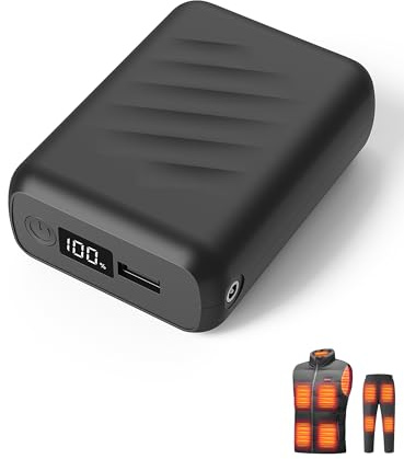 DIRAEEN 𝟳.𝟰𝗩/𝟱𝗩 𝟮𝟬𝟬𝟬𝟬𝗺𝗔𝗵 Heated Vest Battery Pack, Power Bank with USB/Type-C/DC 3.8 Output and LED Display，Portable Charger Compatible with Heated Vest,Jacket,Pants,iPhone, Android