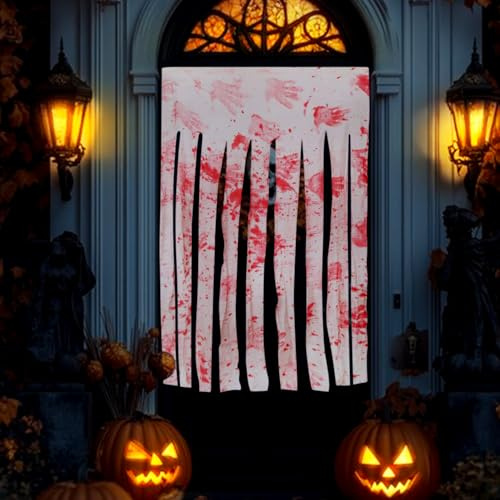 2 Stück Halloween Deko Outdoor Innen Halloween Türdeko Türvorhang Halloweendeko Party Gruselig Horror Deko für Tür Garten Fenster