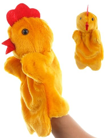 Plysch kyckling, bomull 27 cm mjuk plysch kyckling marionett marionett marionett | Marionett med plyschdjur | Pedagogisk docka leksak | Användning av skolprestanda men
